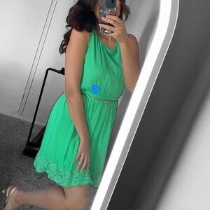 Zara Teal Lace Trim Kids Dress